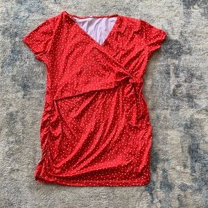 Red and White Polka Dot Maternity Top